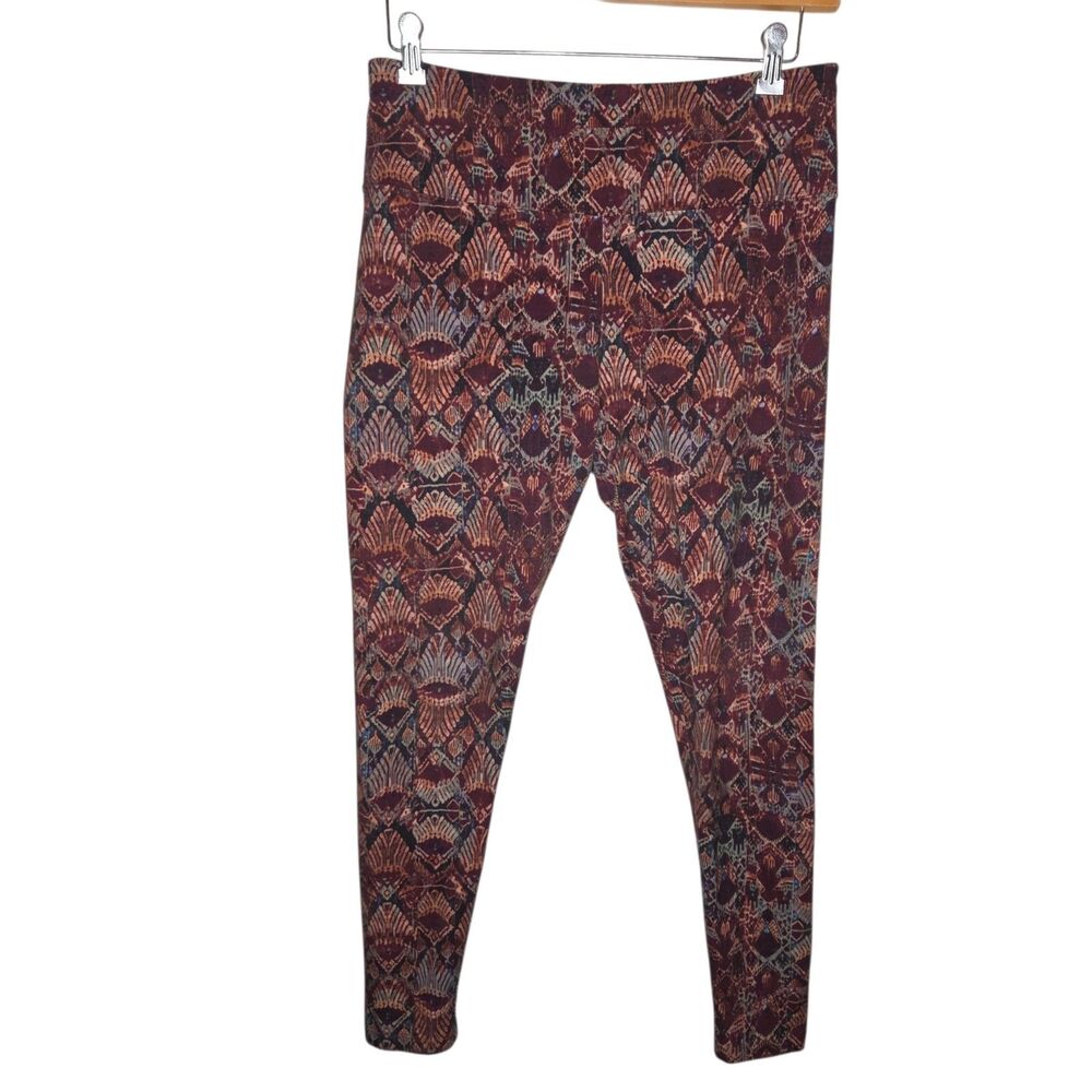 ​Soft Surroundings Leggings Medium M Boho Ikat Tribal Print Burgundy Rust 2EX32